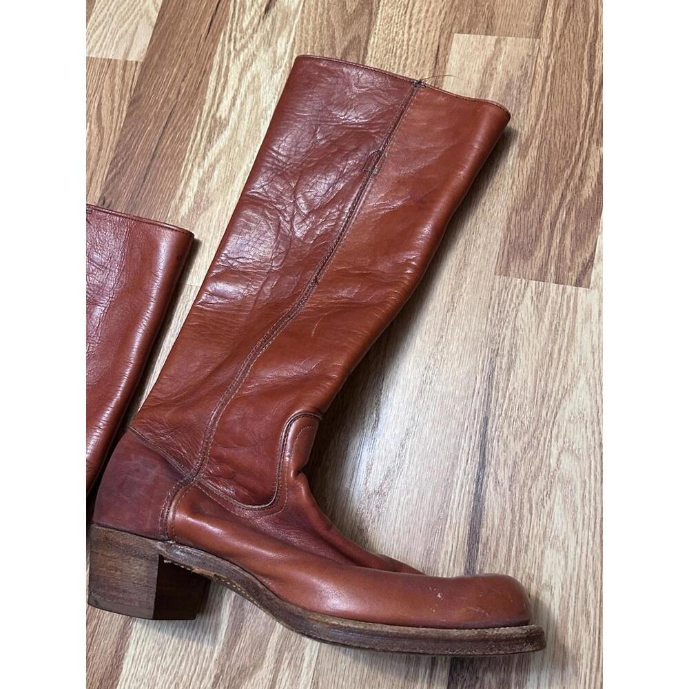 Frye Women's Tall Leather Boots in Cognac Brown - Picture 4 of 13
